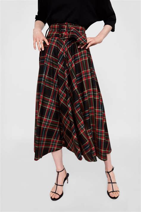 zara miu miu skirt|PLAID MIDI SKIRT .